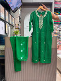 Green Lehariya Embroidered Ready-Made Suit Set