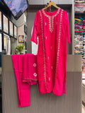 Pink Lehariya Embroidered Ready-Made Suit Set