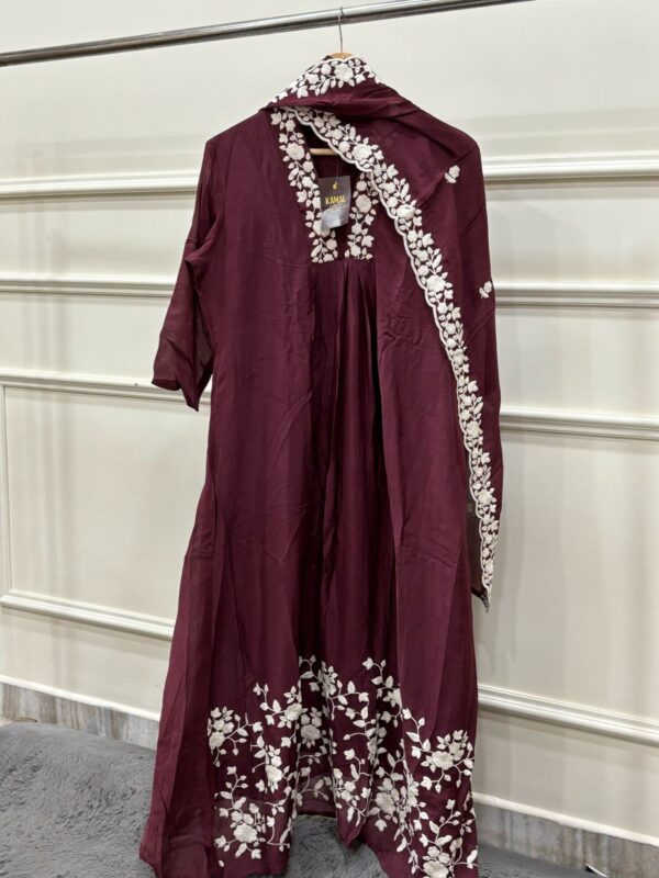 Chinon suit set with thread embroidery and a designer dupatta